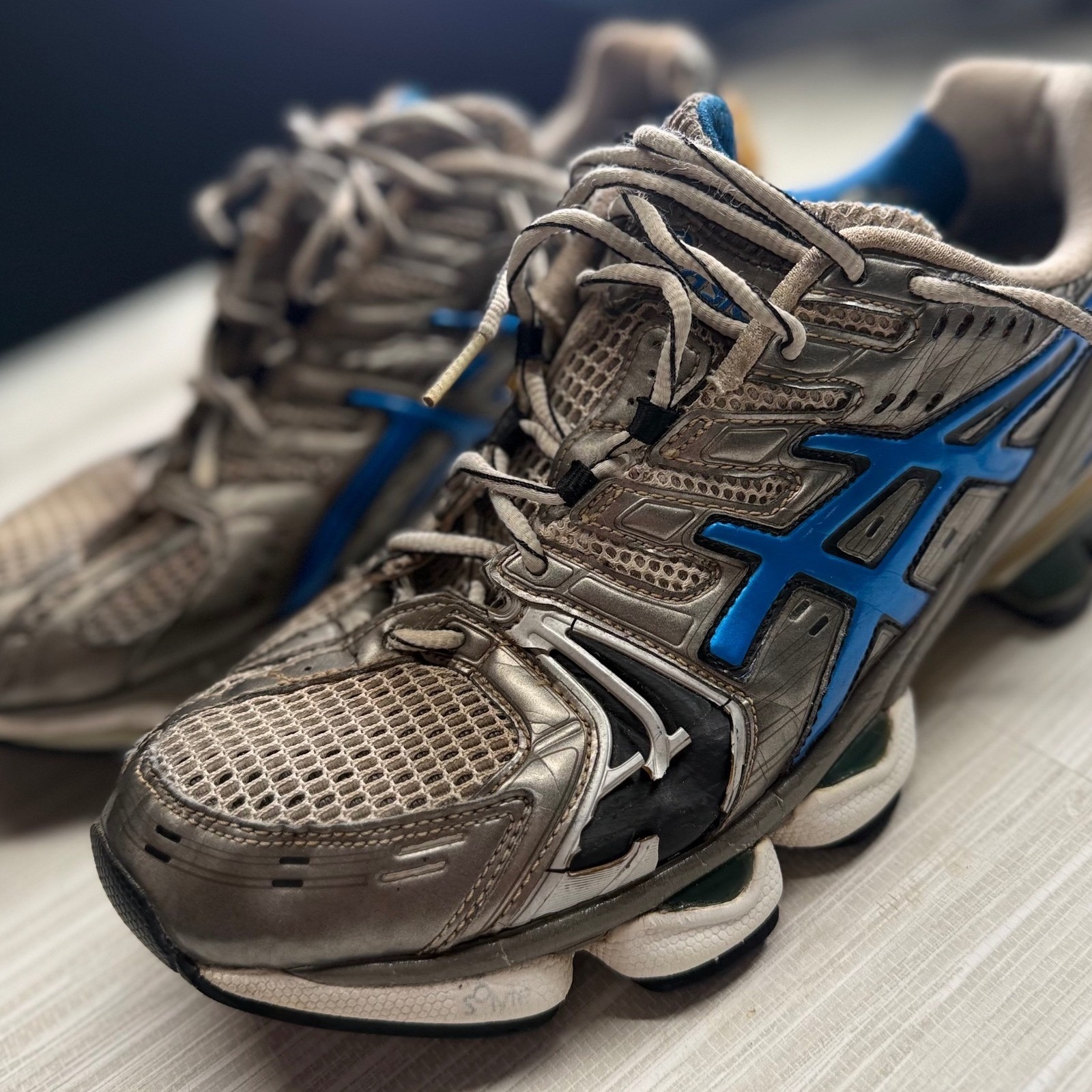 Asics Gel Kinsei 2 Silver Blue Running Shoes Men's 9 Y2k Vintage Eu 42.5